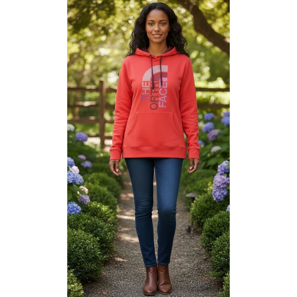 The North Face Hoodie Sweatshirt Women's‎ Size M Red Pullover Logo Activewear